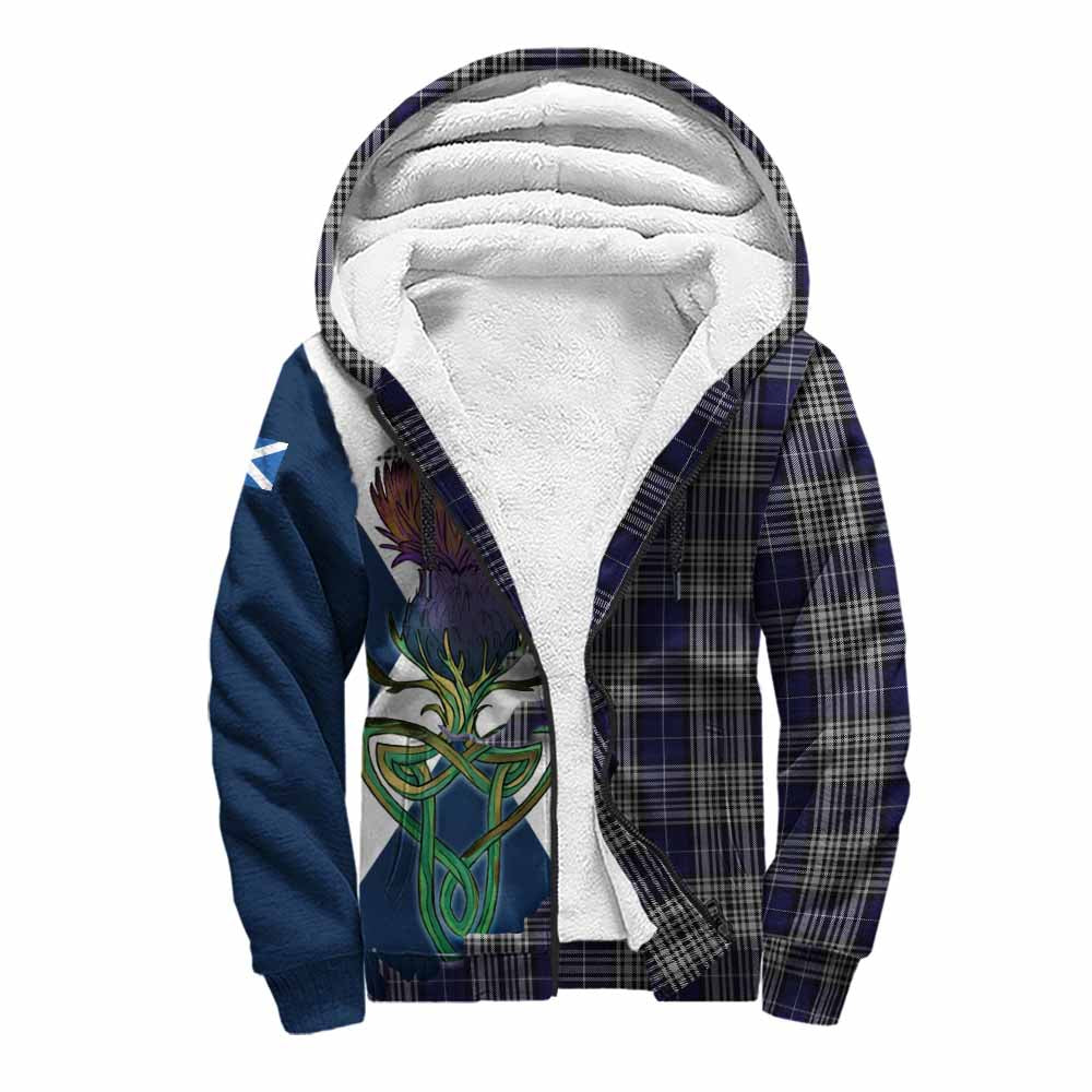 Tartan Vibes Clothing Napier Tartan Family Crest Sherpa Hoodie Scottish Thistle Celtic Inspired