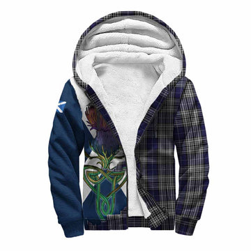 Tartan Vibes Clothing Napier Tartan Family Crest Sherpa Hoodie Scottish Thistle Celtic Inspired