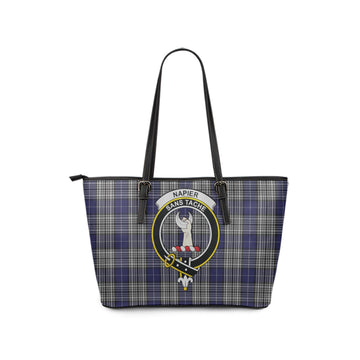 Napier Tartan Leather Tote Bag with Family Crest