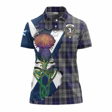 Napier Tartan Family Crest Women's Polo Shirt Scottish Thistle Celtic Inspired