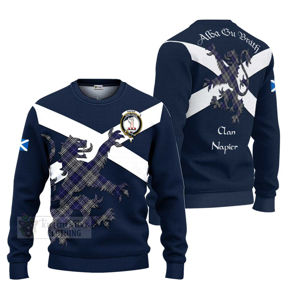 Tartan Vibes Clothing Napier Tartan Lion Rampant Knitted Sweater – Proudly Display Your Heritage with Alba Gu Brath and Clan Name