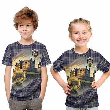 Tartan Vibes Clothing Napier Tartan Family Crest Kid T-Shirt with Scottish Ancient Castle Style