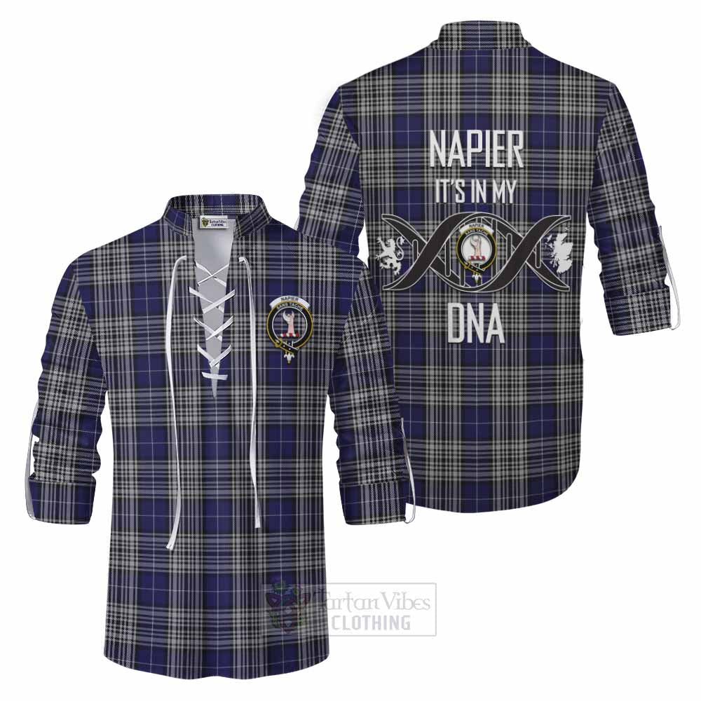 Tartan Vibes Clothing Napier Tartan Ghillie Kilt Shirt with Family Crest DNA In Me Style