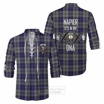 Tartan Vibes Clothing Napier Tartan Ghillie Kilt Shirt with Family Crest DNA In Me Style
