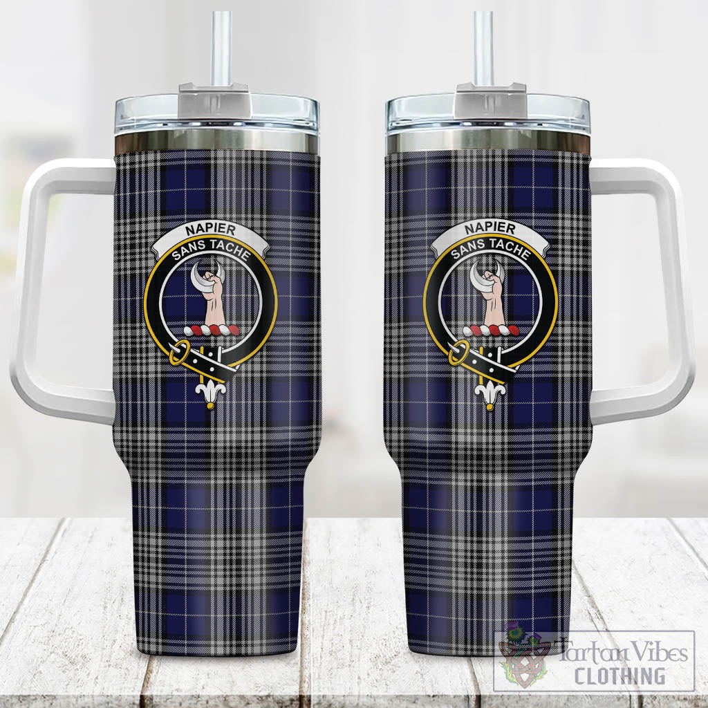 Tartan Vibes Clothing Napier Tartan and Family Crest Tumbler with Handle