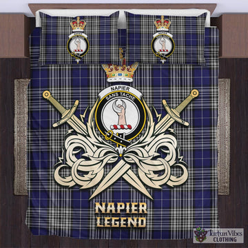Napier Tartan Bedding Set with Clan Crest and the Golden Sword of Courageous Legacy