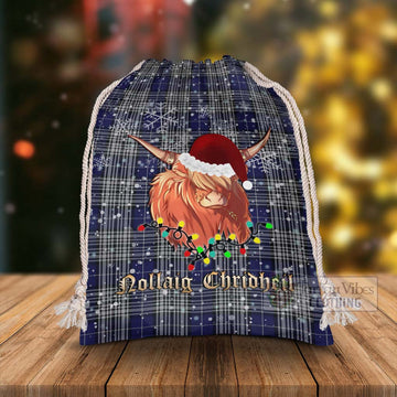 Tartan Vibes Clothing Napier Tartan Christmas Santa's Bag with Highland Cow