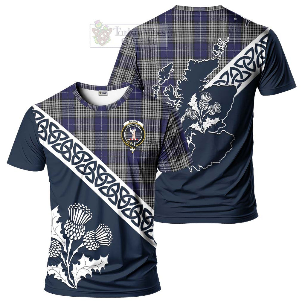 Napier Tartan T-Shirt Featuring Thistle and Scotland Map Kid's Shirt - Tartanvibesclothing Store