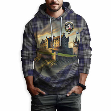 Napier Tartan Family Crest Hoodie with Scottish Ancient Castle Style
