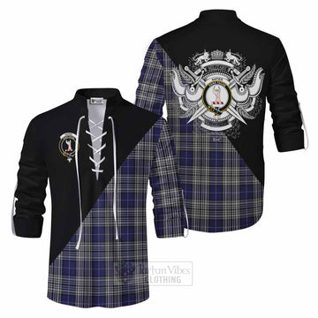 Tartan Vibes Clothing Napier Tartan Ghillie Kilt Shirt with Family Crest and Military Logo Style