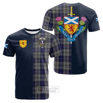 Tartan Vibes Clothing Napier Tartan Cotton T-shirt with Scottish Lion Royal Arm Half Style