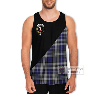 Napier Tartan Men's Tank Top with Family Crest and Military Logo Style