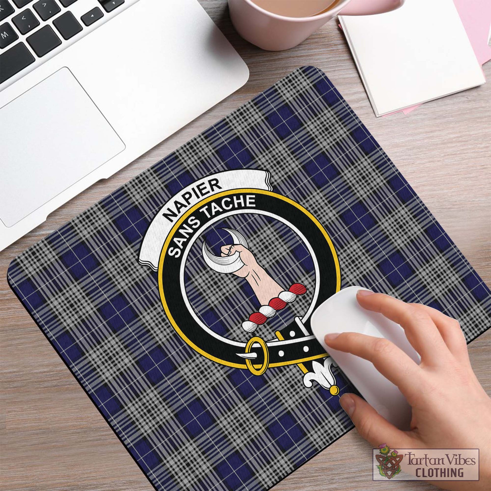 Tartan Vibes Clothing Napier Tartan Mouse Pad with Family Crest