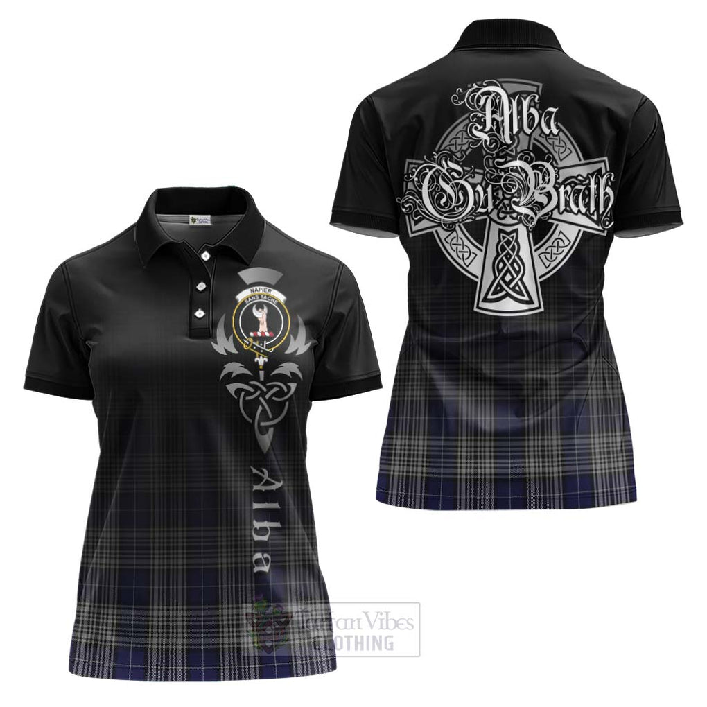 Tartan Vibes Clothing Napier Tartan Women's Polo Shirt Featuring Alba Gu Brath Family Crest Celtic Inspired
