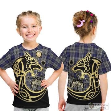 Napier Tartan Kid T-Shirt with Family Crest Celtic Wolf Style - Tartan Vibes Clothing