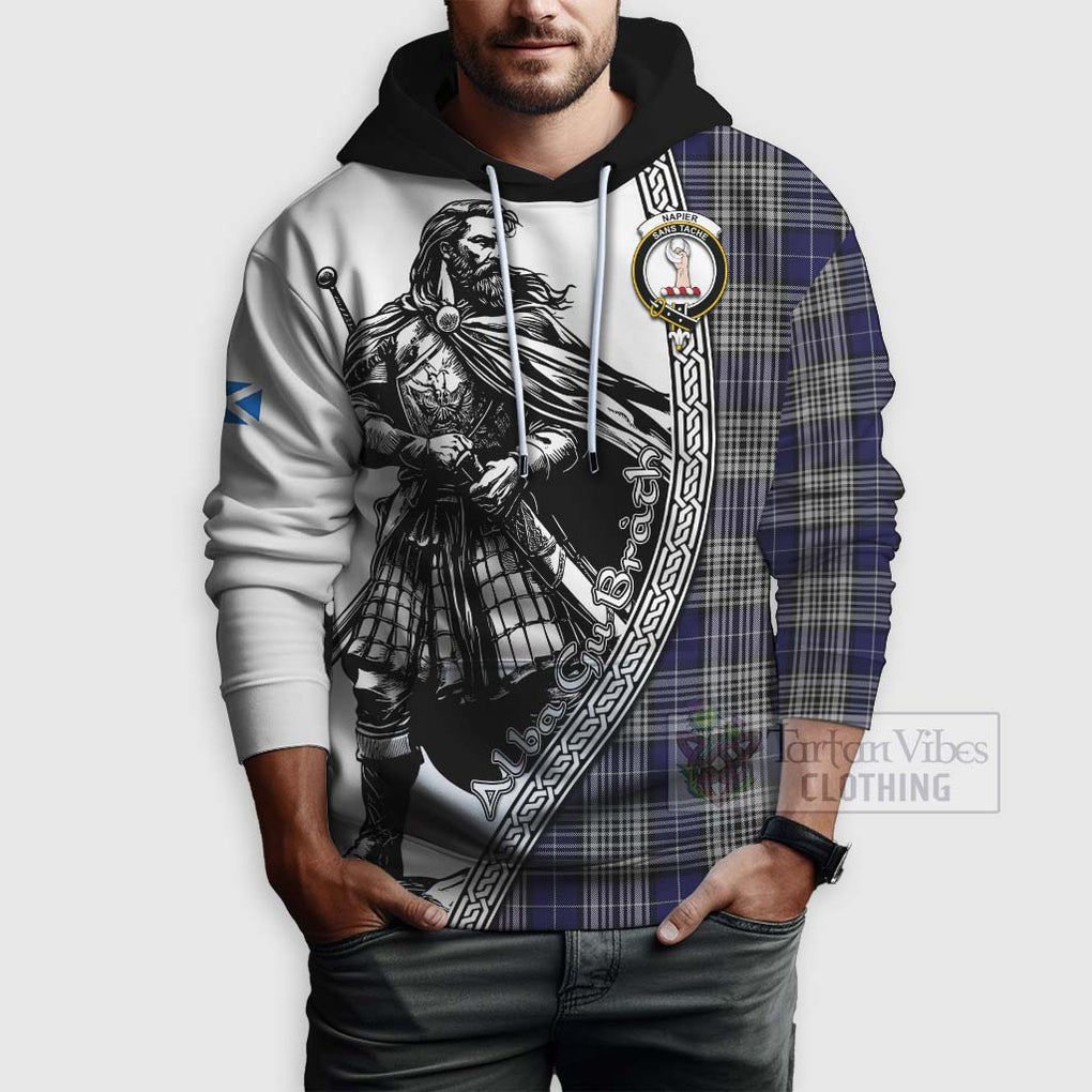 Napier Tartan Clan Crest Hoodie with Highlander Warrior Celtic Style - Tartan Vibes Clothing