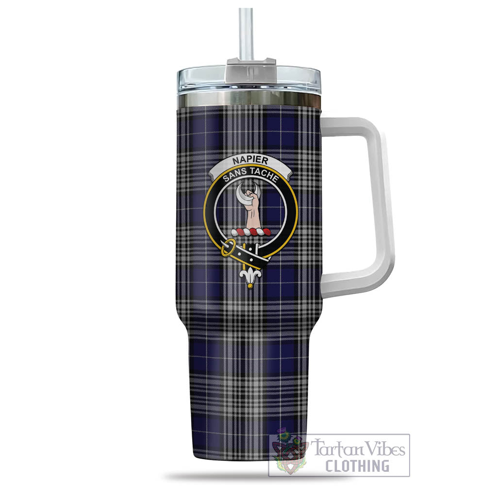 Tartan Vibes Clothing Napier Tartan and Family Crest Tumbler with Handle