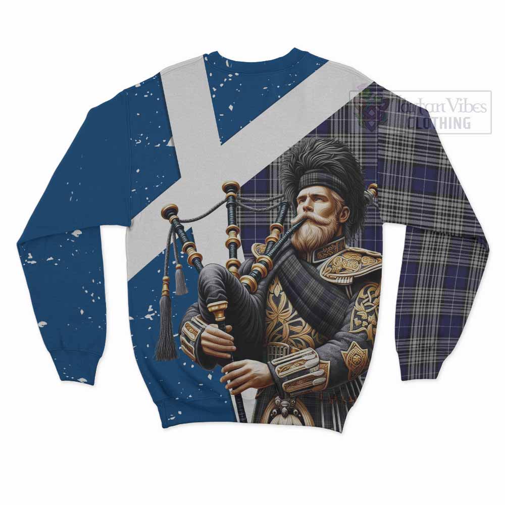 Tartan Vibes Clothing Napier Tartan Sweatshirt with Family Crest Scottish Bagpiper Vibes