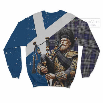 Tartan Vibes Clothing Napier Tartan Sweatshirt with Family Crest Scottish Bagpiper Vibes