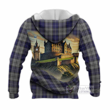 Napier Tartan Family Crest Knitted Hoodie with Scottish Ancient Castle Style
