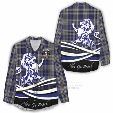 Tartan Vibes Clothing Napier Tartan Women's Casual Shirt with Alba Gu Brath Regal Lion Emblem