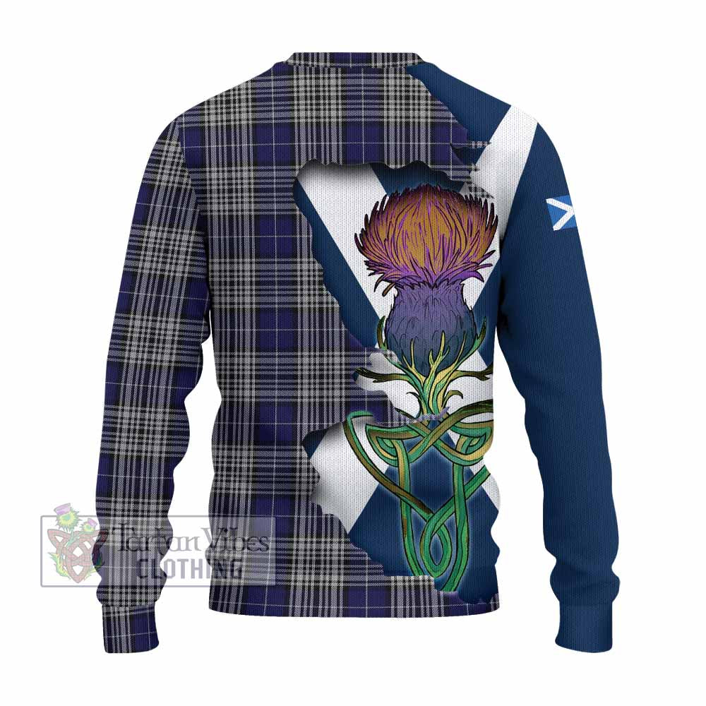 Tartan Vibes Clothing Napier Tartan Family Crest Knitted Sweater Scottish Thistle Celtic Inspired