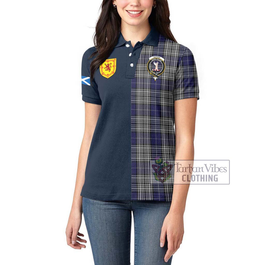 Tartan Vibes Clothing Napier Tartan Women's Polo Shirt with Scottish Lion Royal Arm Half Style
