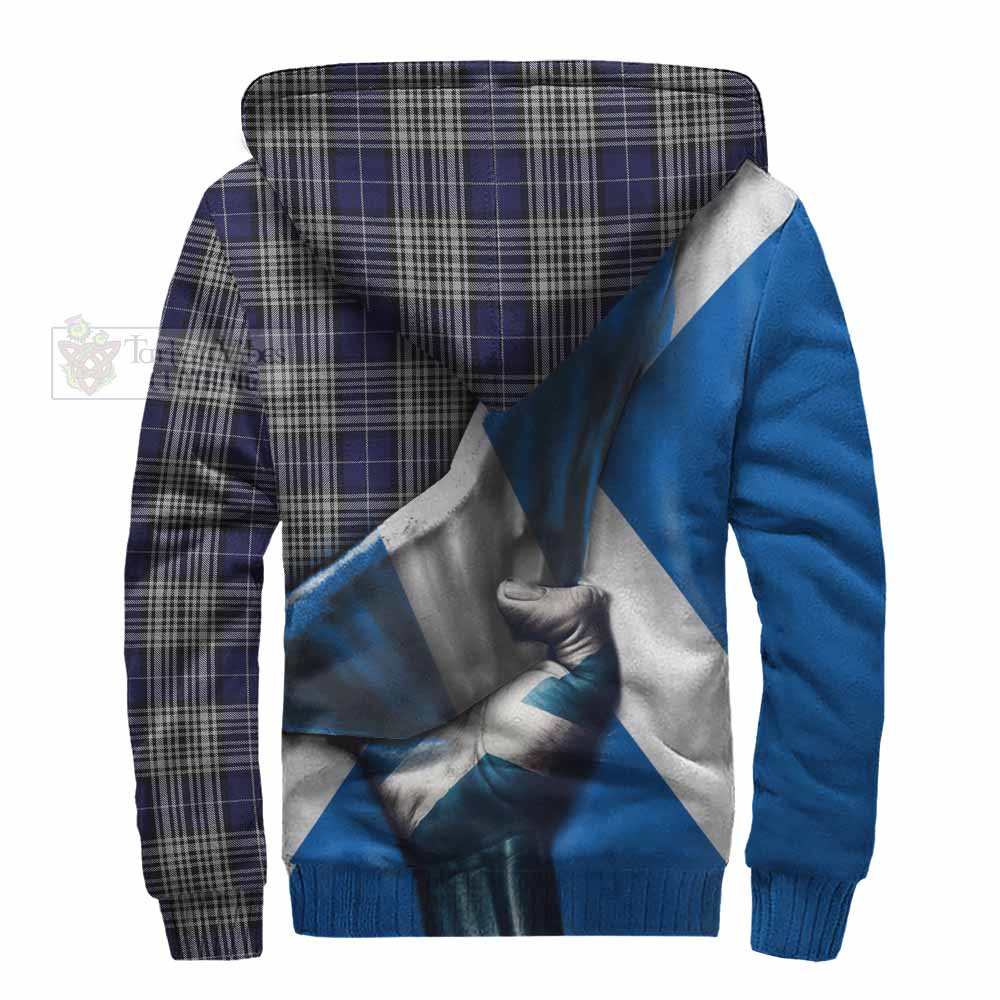 Tartan Vibes Clothing Napier Tartan Sherpa Hoodie with Family Crest Scotland Patriotic Style