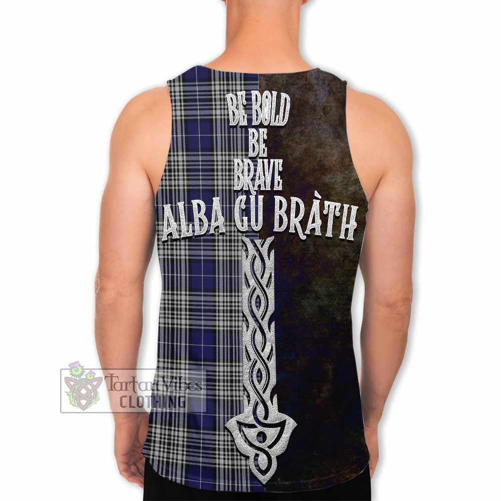 Tartan Vibes Clothing Napier Tartan Family Crest Men's Tank Top Alba Gu Brath Be Brave Lion Ancient Style