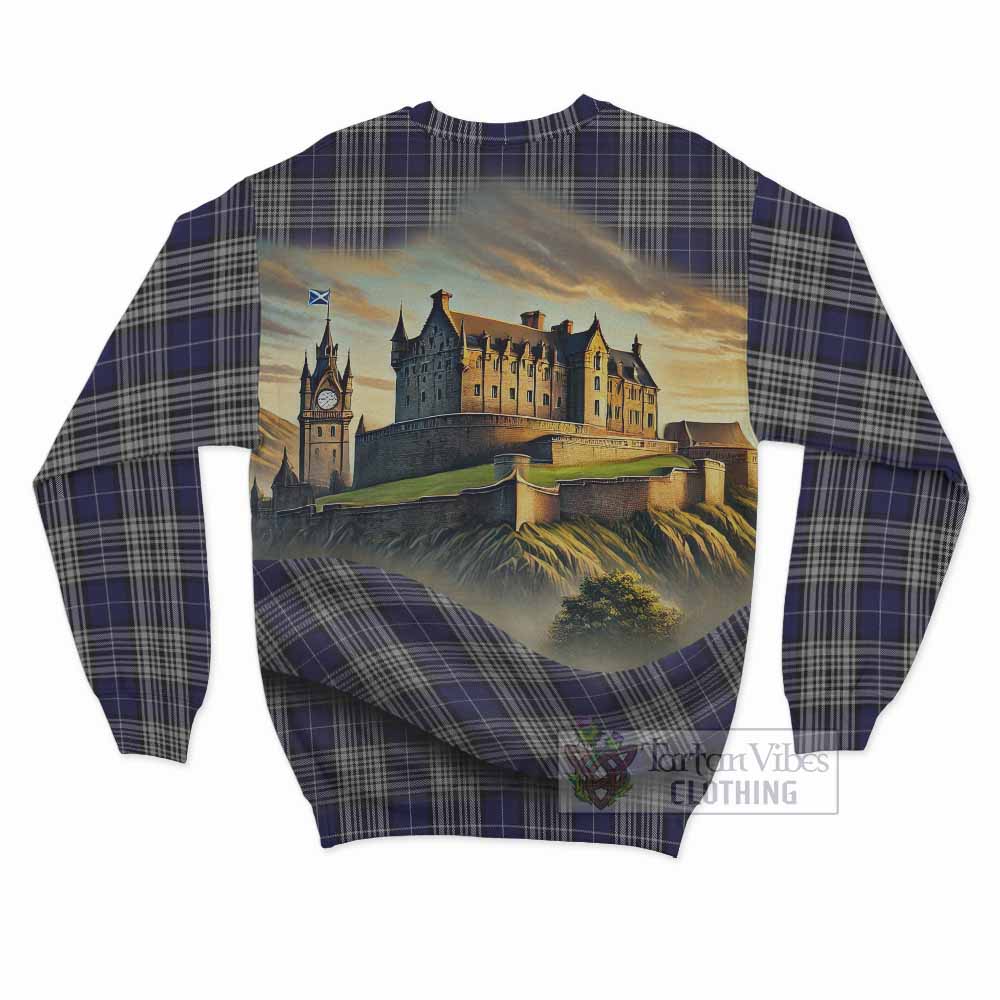 Tartan Vibes Clothing Napier Tartan Family Crest Sweatshirt with Scottish Ancient Castle Style