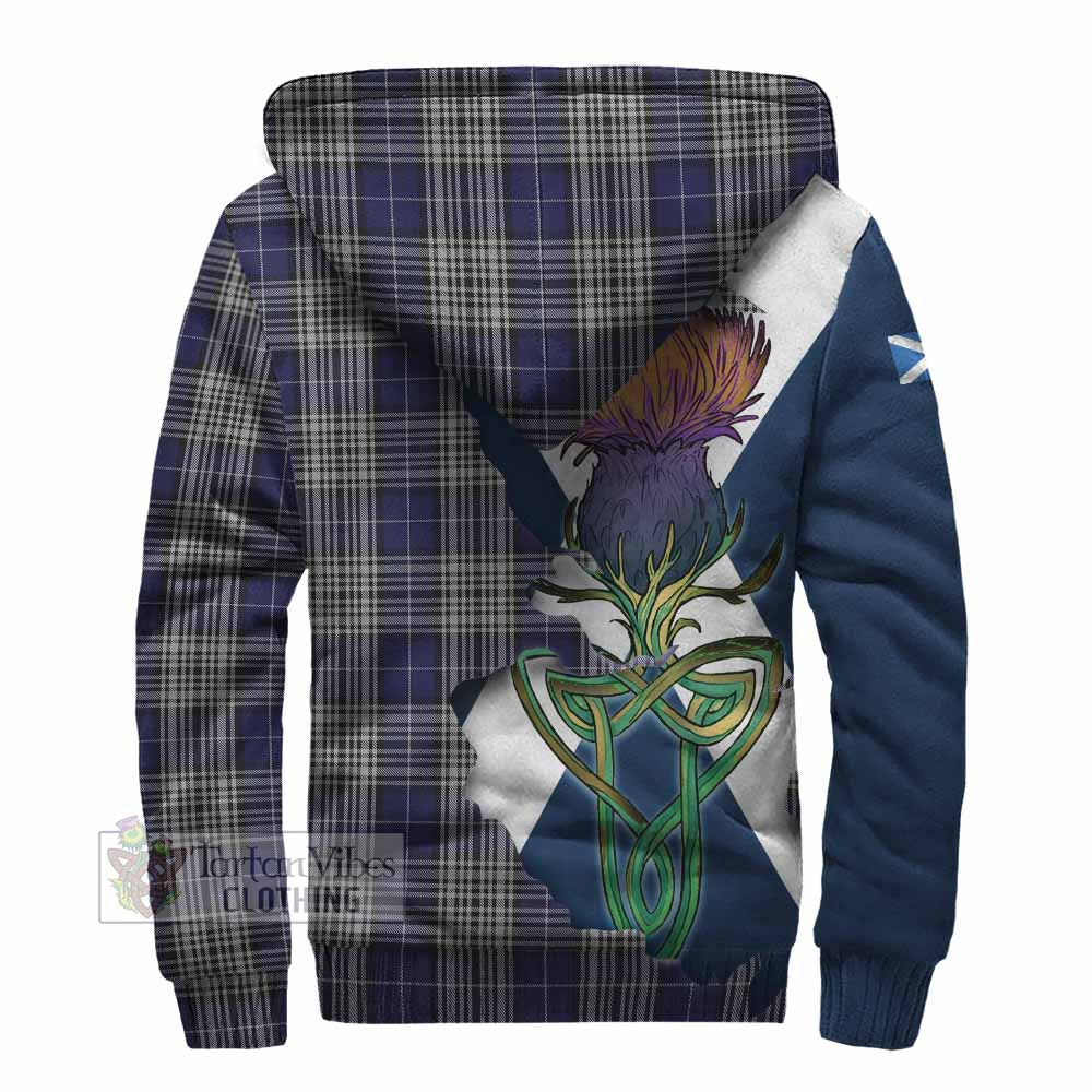 Tartan Vibes Clothing Napier Tartan Family Crest Sherpa Hoodie Scottish Thistle Celtic Inspired