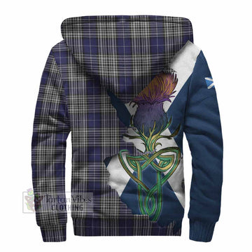 Tartan Vibes Clothing Napier Tartan Family Crest Sherpa Hoodie Scottish Thistle Celtic Inspired