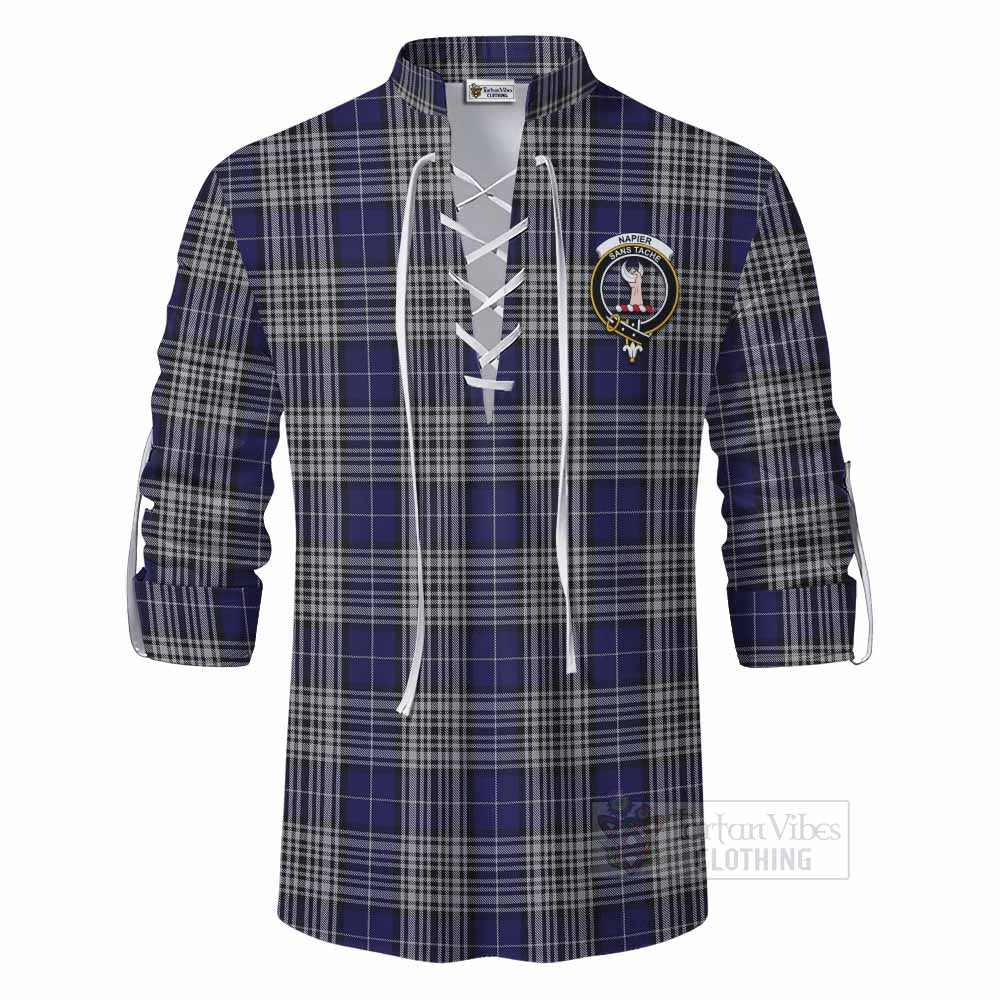 Tartan Vibes Clothing Napier Tartan Ghillie Kilt Shirt with Family Crest DNA In Me Style