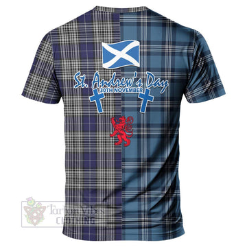 Tartan Vibes Clothing Napier Tartan T-Shirt Happy St. Andrew's Day Half Tartan Style