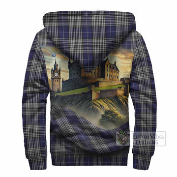 Tartan Vibes Clothing Napier Tartan Family Crest Sherpa Hoodie with Scottish Ancient Castle Style