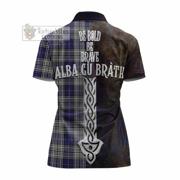 Napier Tartan Family Crest Women's Polo Shirt Alba Gu Brath Be Brave Lion Ancient Style