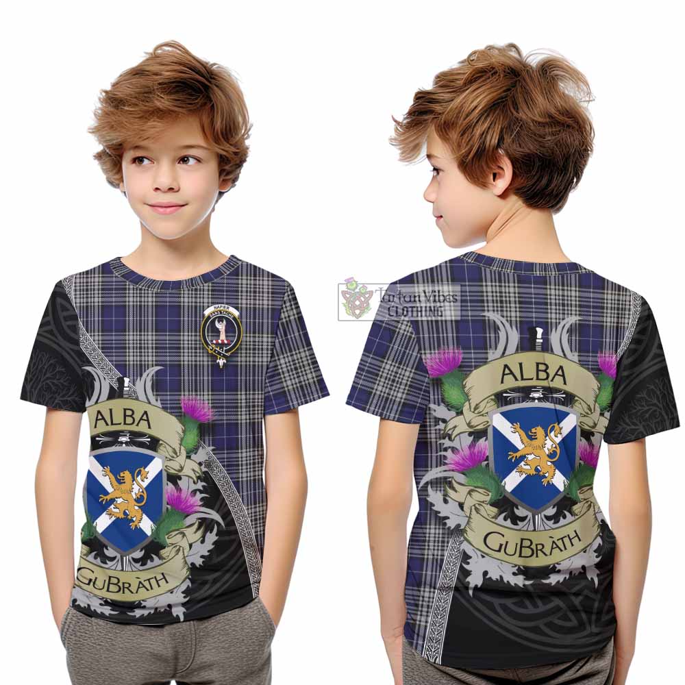 Tartan Vibes Clothing Napier Tartan Family Crest Kid T-Shirt Lion Rampant Royal Thistle Shield Celtic Inspired