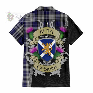 Tartan Vibes Clothing Napier Tartan Family Crest Short Sleeve Button Shirt Lion Rampant Royal Thistle Shield Celtic Inspired