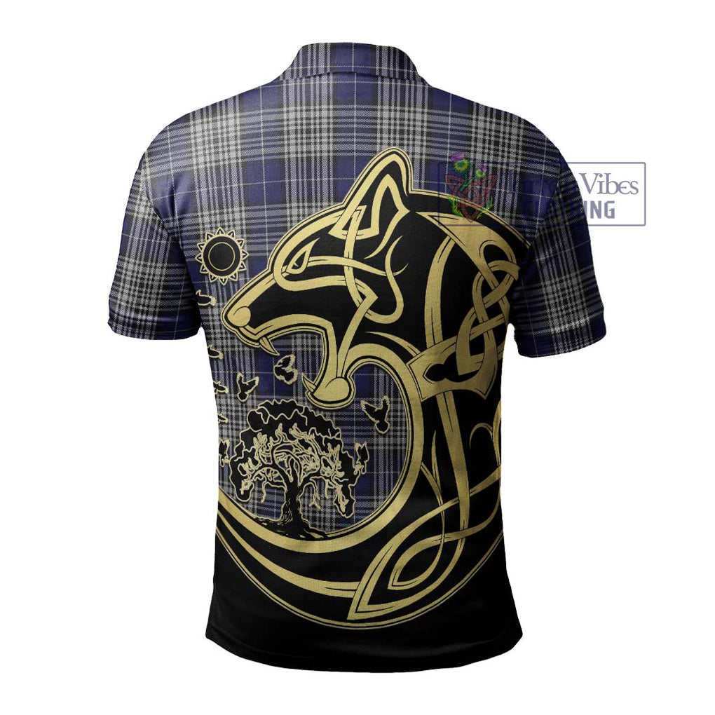 Napier Tartan Polo Shirt with Family Crest Celtic Wolf Style - Tartanvibesclothing Shop