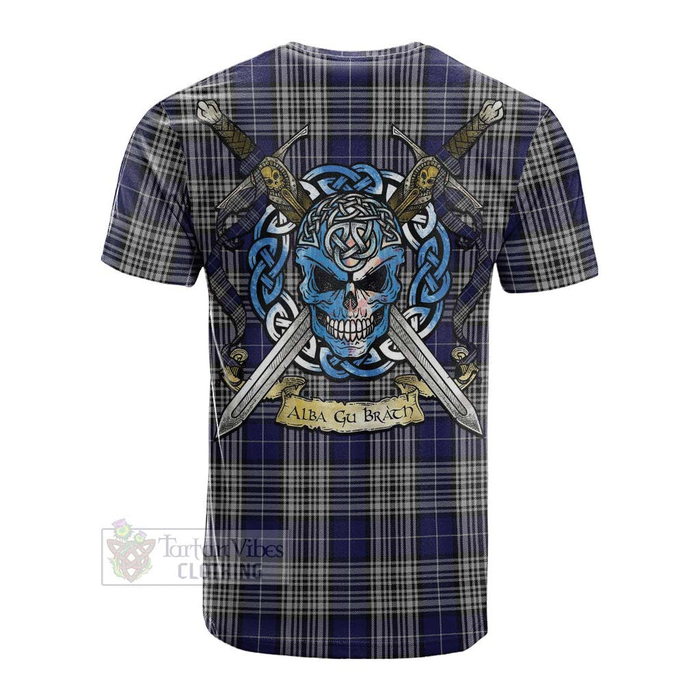 Tartan Vibes Clothing Napier Tartan Cotton T-shirt with Family Crest Celtic Skull Style