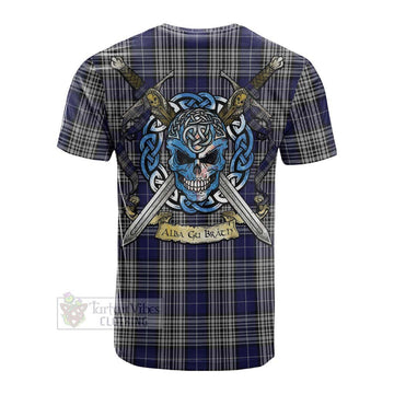Tartan Vibes Clothing Napier Tartan Cotton T-shirt with Family Crest Celtic Skull Style
