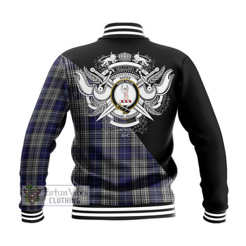 Napier Tartan Baseball Jacket with Family Crest and Military Logo Style - Tartanvibesclothing Shop