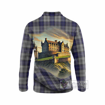 Tartan Vibes Clothing Napier Tartan Family Crest Long Sleeve Polo Shirt with Scottish Ancient Castle Style