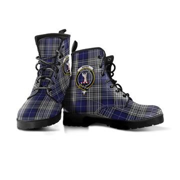 Napier Tartan Leather Boots with Family Crest