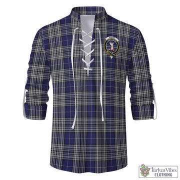 Tartan Vibes Clothing Napier Tartan Men's Scottish Traditional Jacobite Ghillie Kilt Shirt with Family Crest