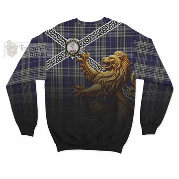 Napier Crest Tartan Sweatshirt with Golden Lion Emblem Celtic Style