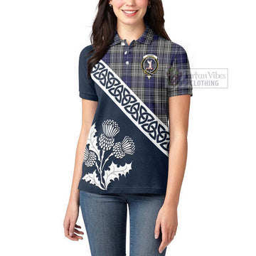 Tartan Vibes Clothing Napier Tartan Women's Polo Shirt Featuring Thistle and Scotland Map