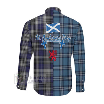 Napier Tartan Long Sleeve Button Shirt Happy St. Andrew's Day Half Tartan Style