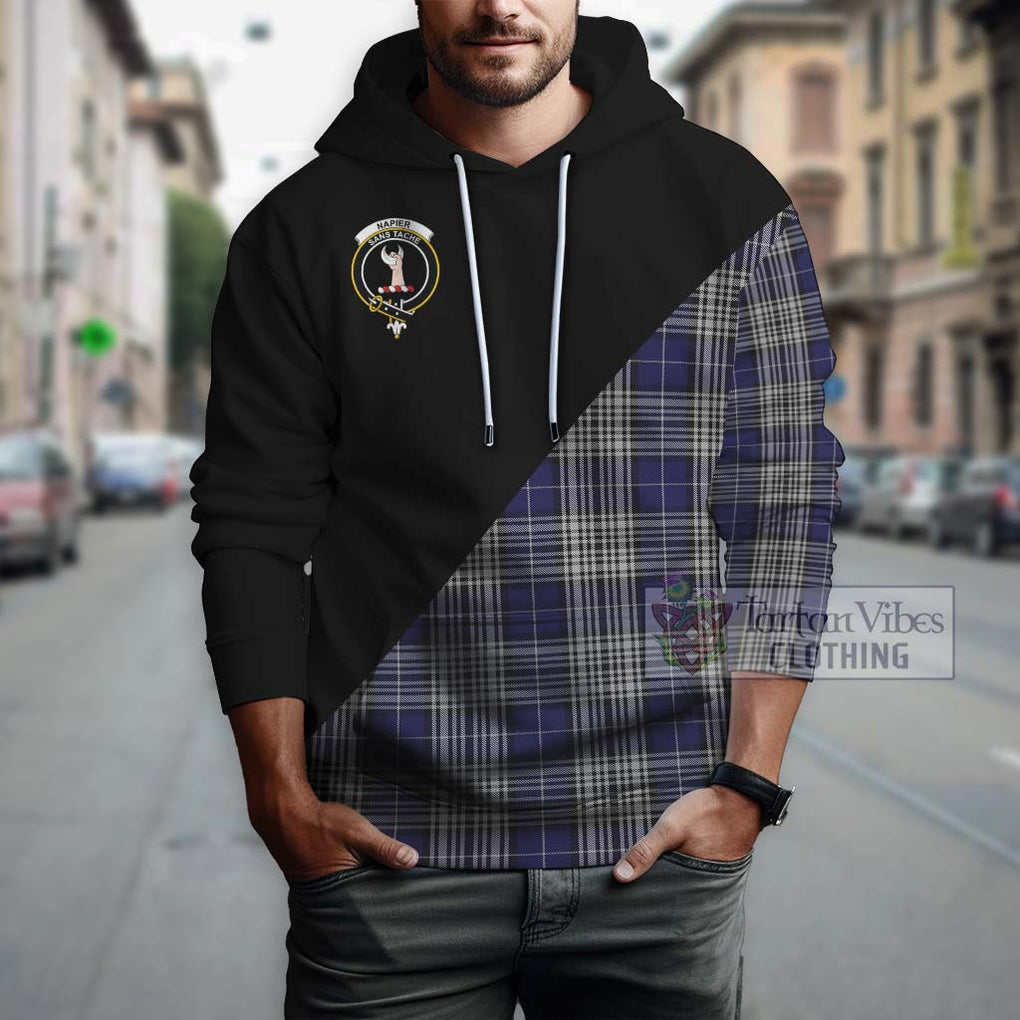 Napier Tartan Hoodie with Family Crest and Military Logo Style - Tartanvibesclothing Shop