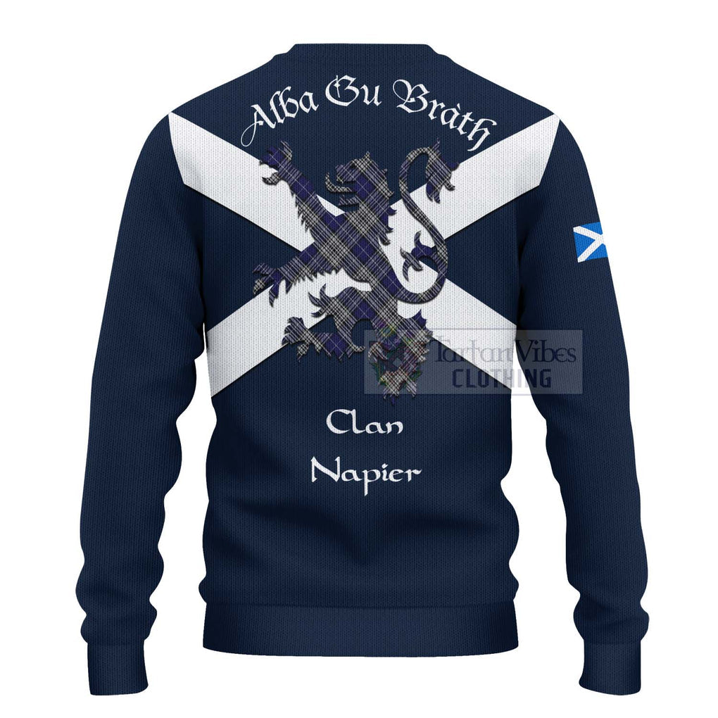 Tartan Vibes Clothing Napier Tartan Lion Rampant Knitted Sweater – Proudly Display Your Heritage with Alba Gu Brath and Clan Name